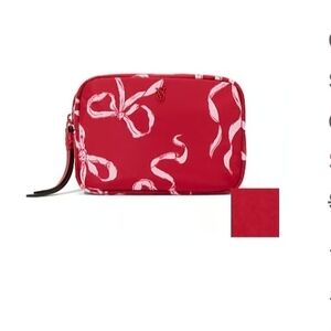 Victoria's Secret Red Makeup Bag with Bow Design RED GROUNDED BOW